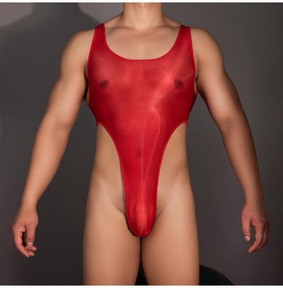 Feeetmoi - Men's Sheer Bodysuit (Red)